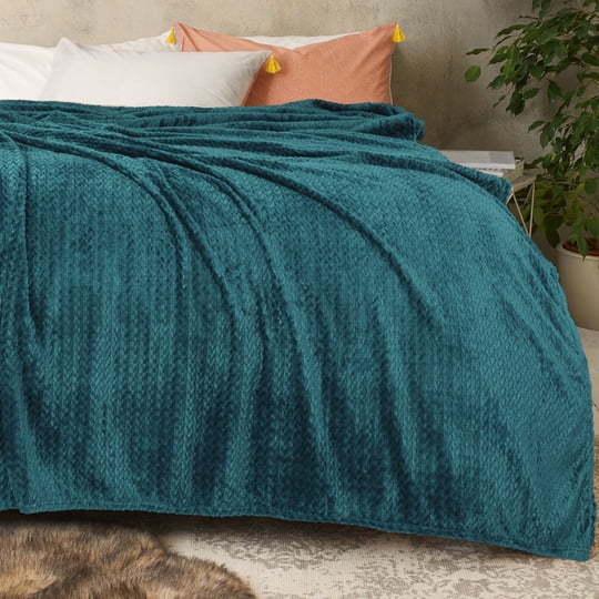 Manta De Franela De Forro Polar Regalwoven, Mantas De Peluche De Microfibra Para Sofá, Verde Oscuro 59" X 78