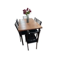 Recutex - Comedor Metal Madera Ranco 6 Sillas Negro