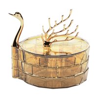 Ioensy - Organizador De Joyas Giratorio En Forma De Cisne A Prueba De Polvo Para Pendientes De Tuerca, Relojes, Anillos, Amarillo