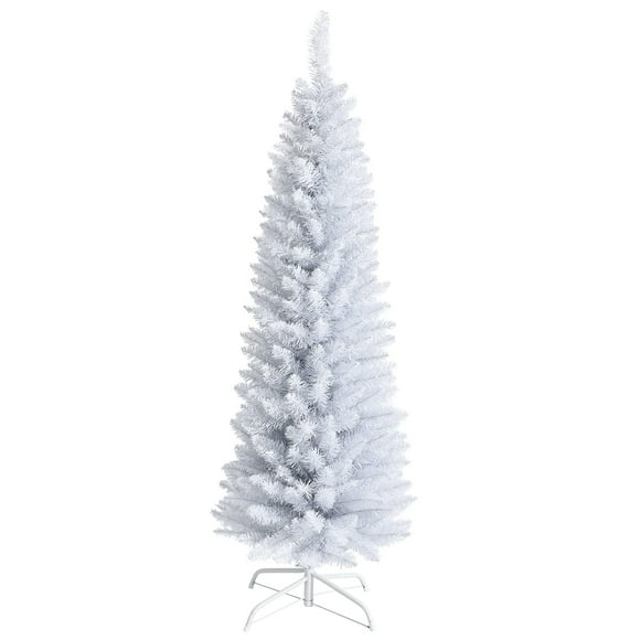 Lápiz Goplus con forma de árbol de Navidad, artificial delgado, 5 pies, blanco