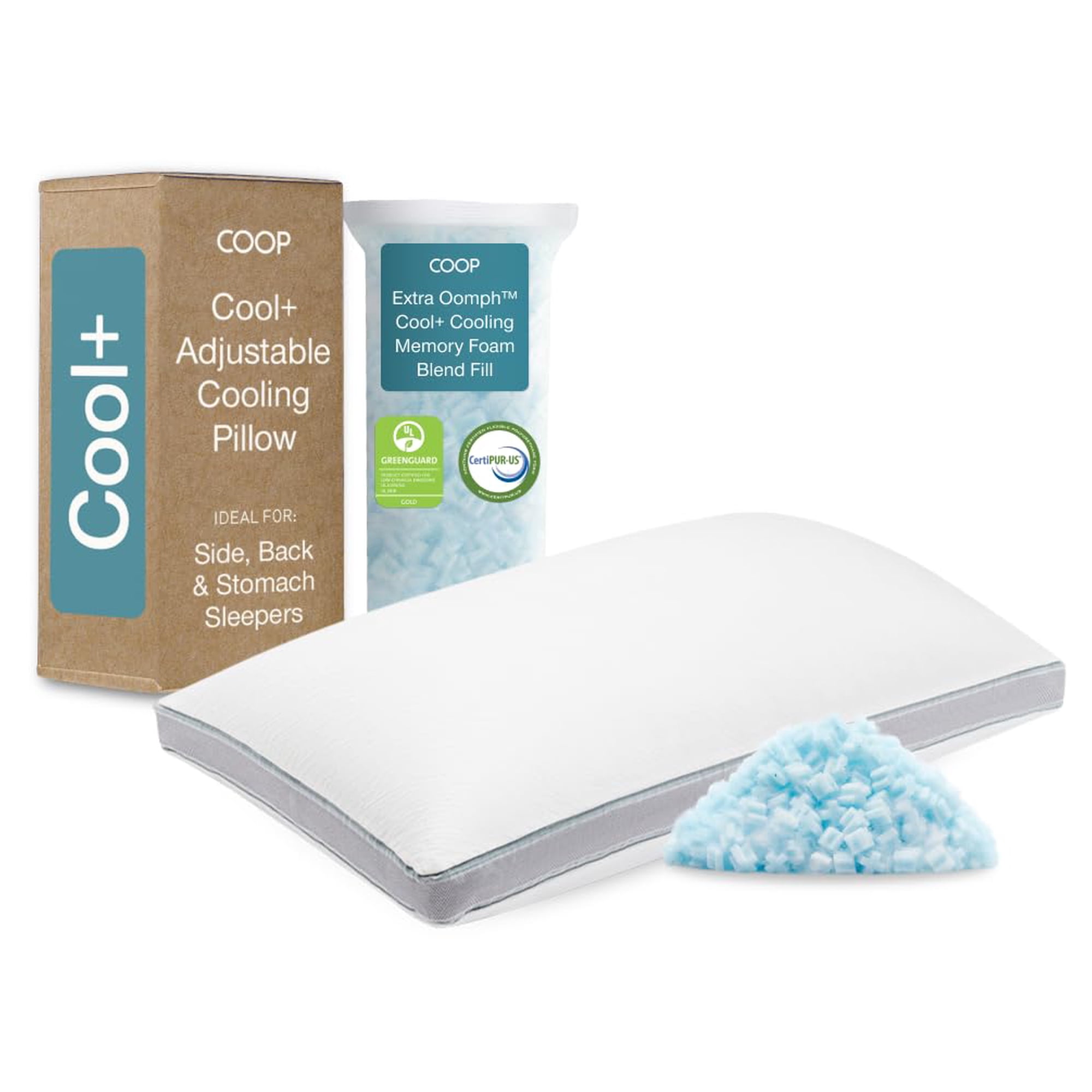 Espuma Viscoelástica Pillow Coop Home Goods Cool+, Ajustable, Tamaño Queen