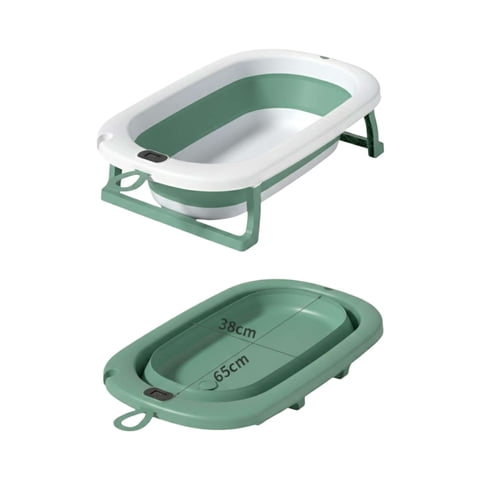Mylhogar - Tina Bebe Bañera Plegable Con Termometro Y Cojín Verde