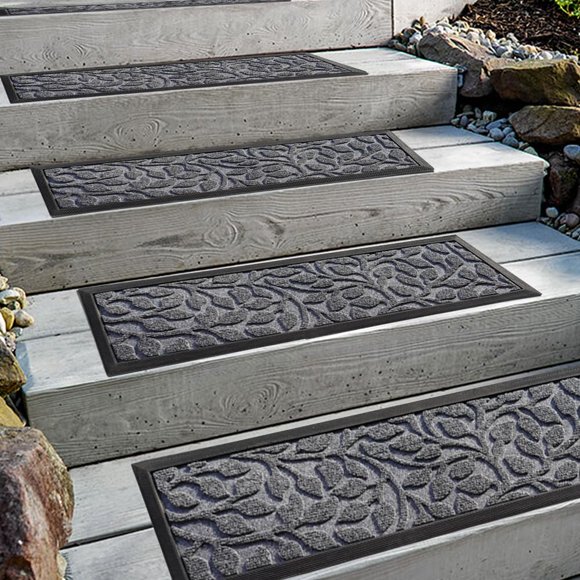 Alfombra Aucuda 21,5 x 76 cm Antideslizante para Escaleras al Aire Libre Gris
