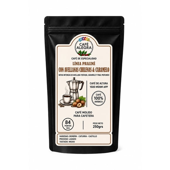 Café de Especialidad Molido Praliné Avellana chilena & caramelo