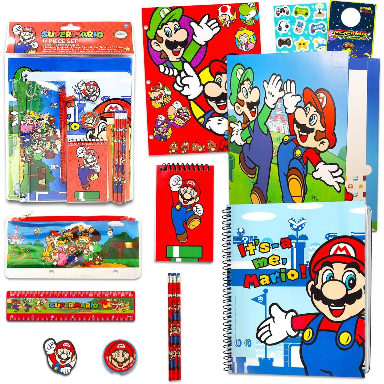 Set De Útiles Escolares Super Mario De 13 Piezas Con Pegatinas