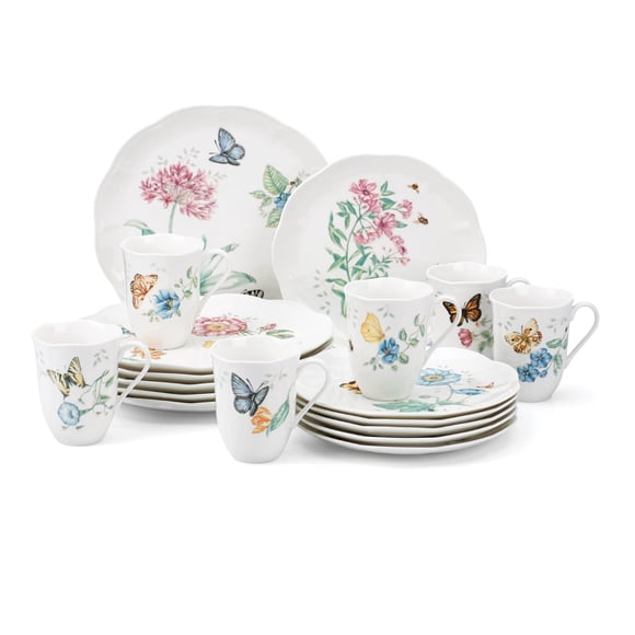 Juego de vajilla Lenox Butterfly Meadow de porcelana de 18 piezas
