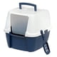 thumbnail image 1 of Caja de arena para gatos IRIS USA Jumbo cerrada con cuchara, azul marino y blanco, 1 of 9