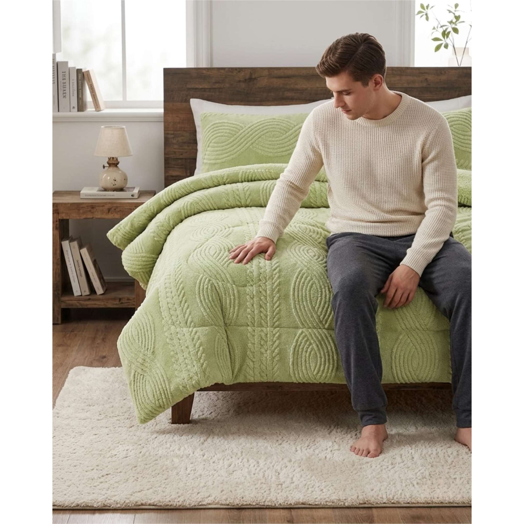 Todo Para El Hogar - Cubrecama Trenzado Ultra Suave Invierno + Fundas