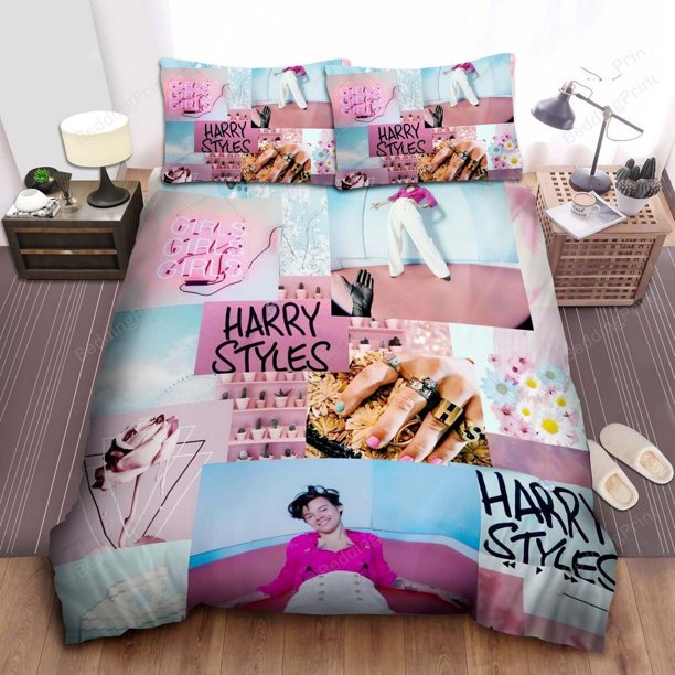 Harry Style Photo Collection Bed Cover Duvet Cover 3-piece Complete Bedding Set3-Piece Bedding Set (1 Duvet Cover + 2 Pillow Shams)