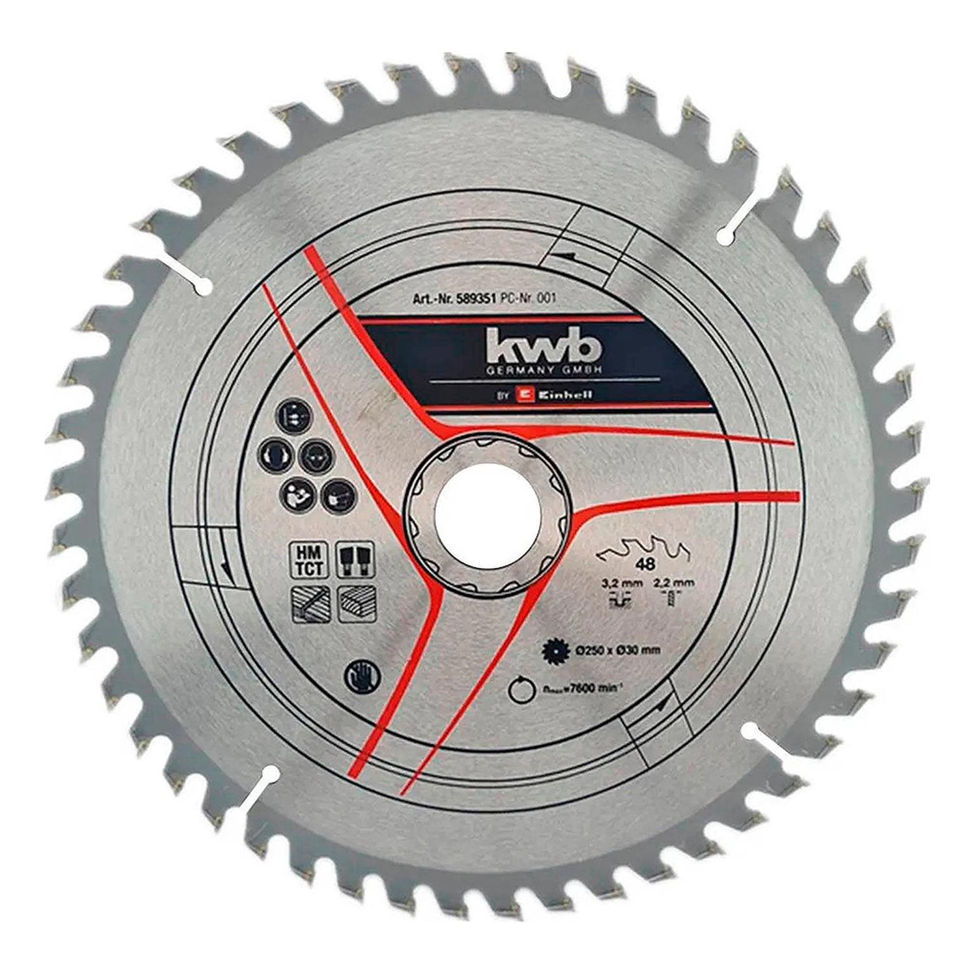 Einhell - Disco Sierra 250x30mm 48d Kwb 589351