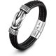 thumbnail image 1 of Pulsera de cuero trenzado "Madre e hijo unidos para siempre", brazalete de cuero trenzado de acero inoxidable para hombre, regalo de cumpleaños de graduación de mamá (mi hijo)., 1 of 7