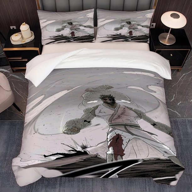 3pcs Traditional Men's Northern Sword Jianghu Korean Style Printed Bedding Set Soft Duvet Cover and 2 Pillowcases