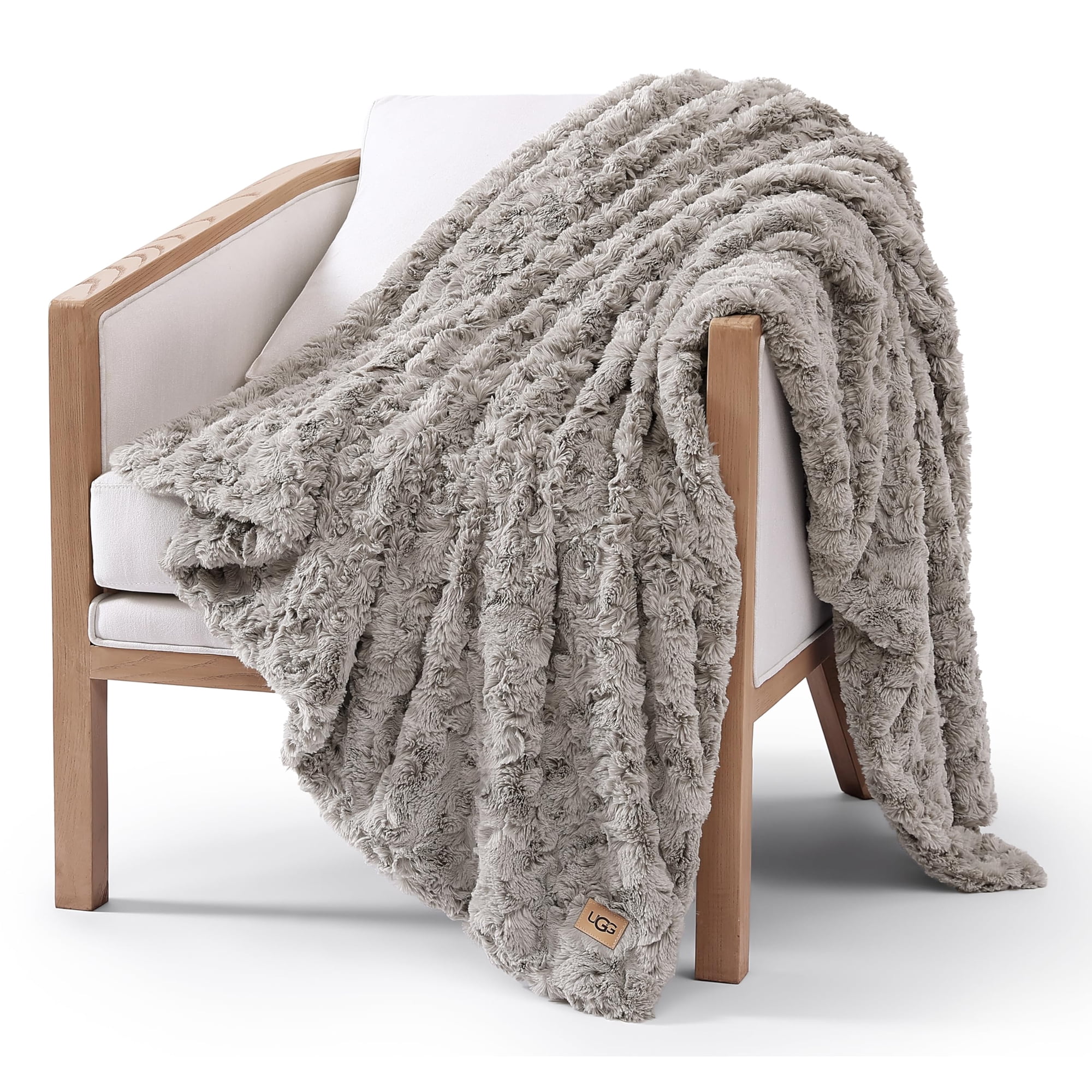 Ugg - Manta Adalee De Piel Sintética 127 X 177 Cm Color Gris Foca