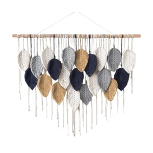 Magideal - Macramé Para Colgar En La Pared, Colgante De Borlas De Hojas, Cuerda De Algodón, Tapiz Nórdico Bohemio, Decoración Artística De Pared, Macramé Con Bor 21 Hojas