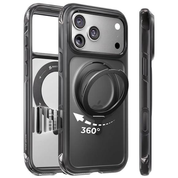 Funda MAGIC JOHN para iPhone 17 Pro con soporte, compatible con MagSafe, color negro