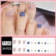 thumbnail image 1 of 24 Pcs Short Press On Toenails Square Acrylic Fake Toe Nails,Blue And White Smudged Golden Foil On Toenails Full Cover False Toenails With Golden Foil Designs Glossy Artificial Toenails For Women Girl, 1 of 1
