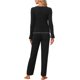 thumbnail image 3 of INSPIRE CHIC Conjunto de Pijama para Mujer de Manga Larga Acanalada 2 Piezas Ropa de Casa Ligera para Otoño Invierno, Cálido, Suave, Elástico, con Lazo, Manga con Abertura y Volante XS Negro, 3 of 6