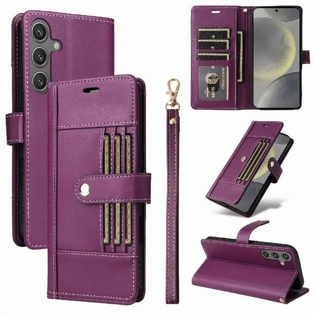 FOXDOCK Funda tipo Cartera para Samsung Galaxy S24 – Cubierta de Cuero PU con Múltiples Ranuras, Bolsillo para Efectivo y Correa de Muñeca