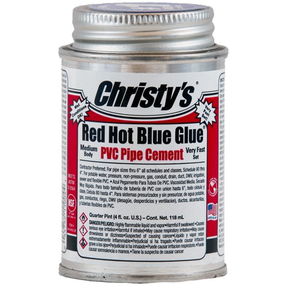 Pegamento de PVC Christy's Red Hot Blue, 118 ml (4 onzas líquidas)