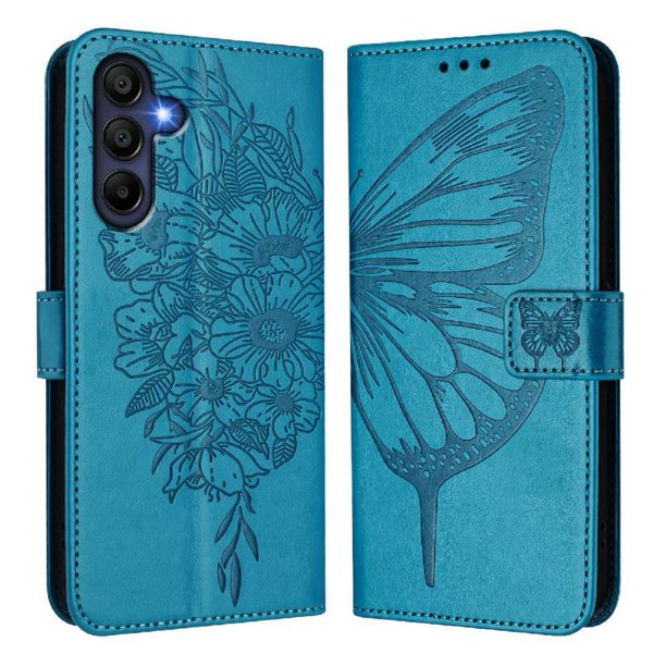 Funda cartera mariposa para Samsung Galaxy A17 con soporte y ranuras para tarjetas Azul