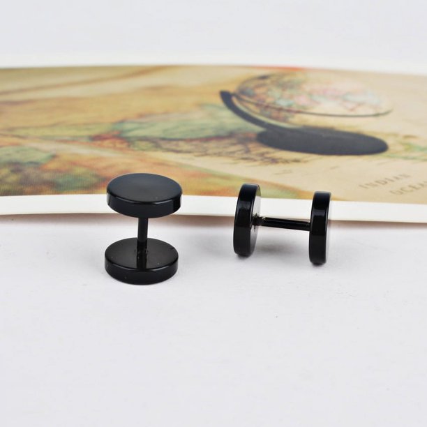 1pair Dumbbell Earrings: Get Ready to Turn Heads with These Stylish Round Studs!
