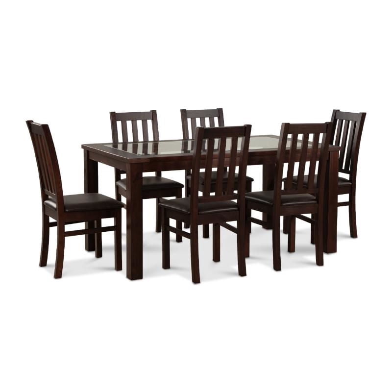 Cic - Comedor Ñuble Vidrio Con 6 Sillas Chocolate