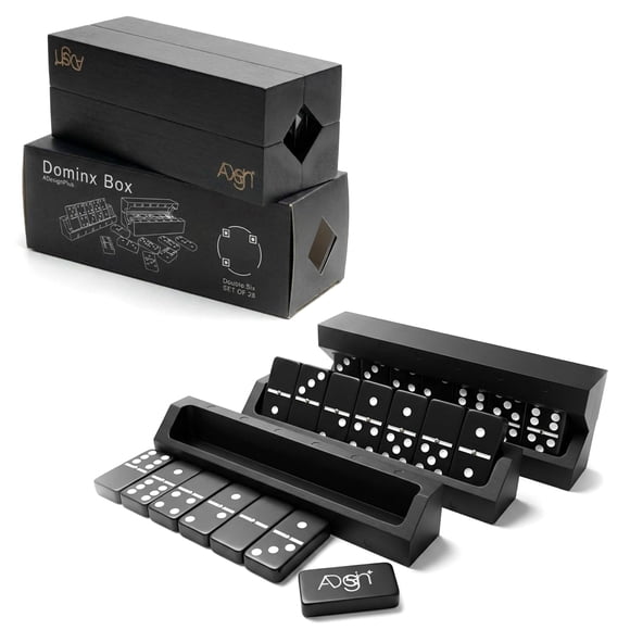 Set de Dominó A Design+ Caja Dominx con 4 Bandejas de Madera y 28 Fichas