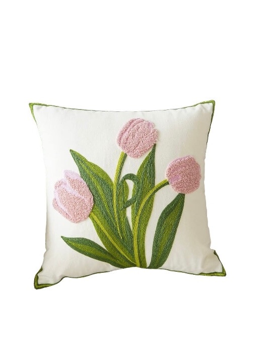 Homestore - Cojín Bordado 45X45 Cm Tulipan Rosado