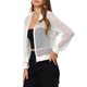 thumbnail image 4 of INSPIRE CHIC Chaqueta con puños acanalados para mujer, sudadera con capucha, chaqueta bomber de malla, talla L, color blanco, 4 of 6