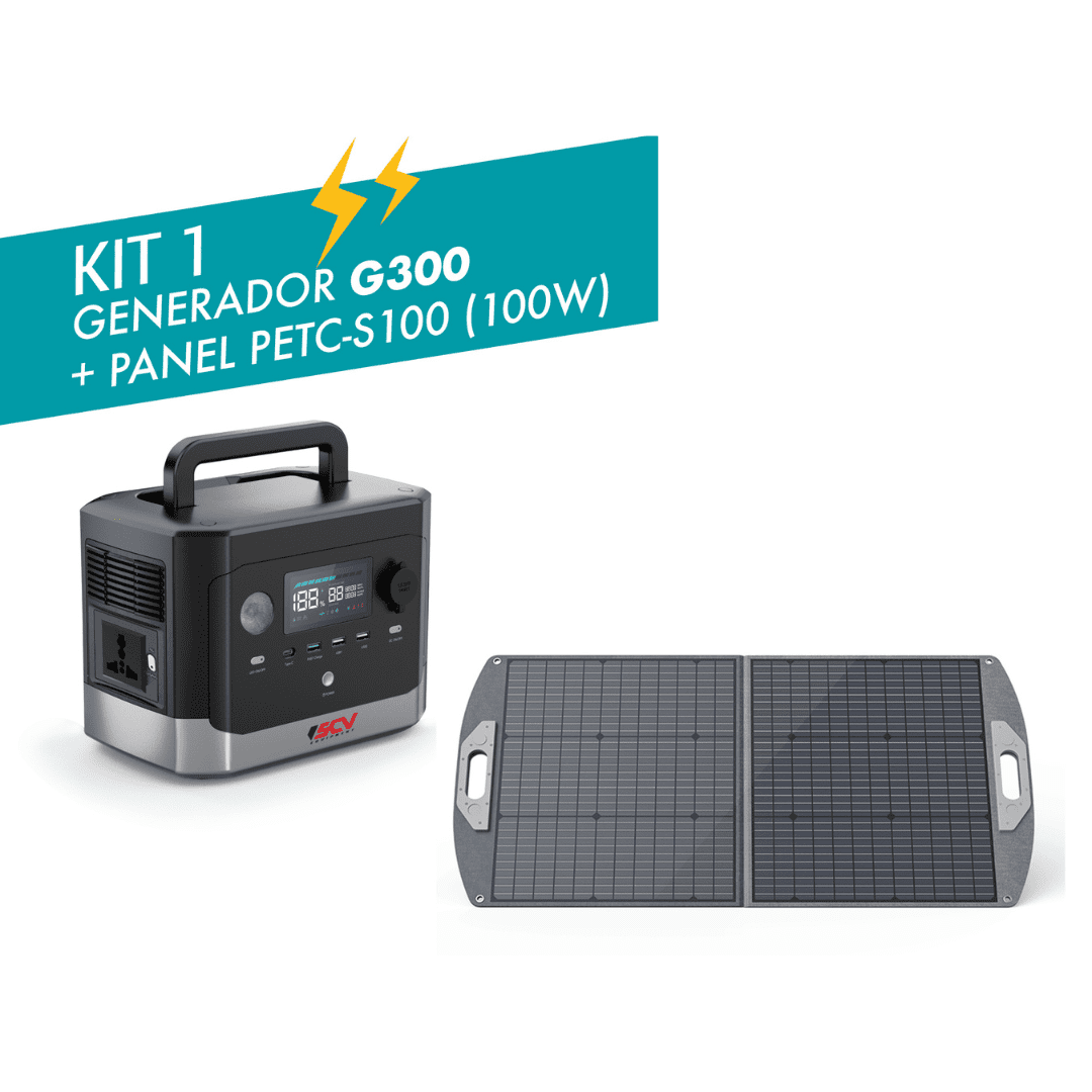 Marxon - Kit De Batería De Respaldo De 300 W Modelo G300 + Panel Solar De 100w Modelo Petc-s100