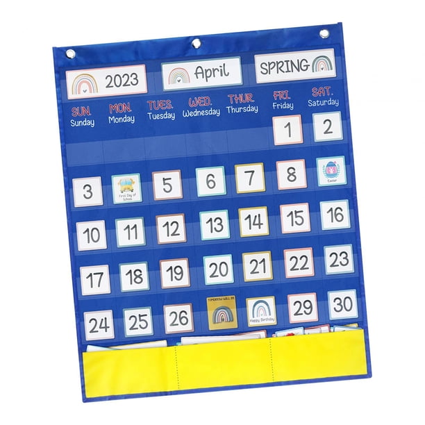 Calendario Gráfico de bolsillo Aula Organizado Gráfico Educación Aprendizaje temprano Suministros para maestros Hogar Jardín de infantes Calendario de