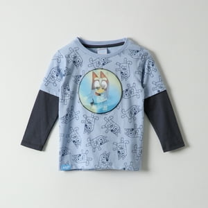 Polera Manga Larga Niño Lenticular Celeste Bluey