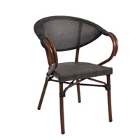 Klik Muebles - Silla Bistro Parisina Textileno Con Reposabrazos - Café Oscuro