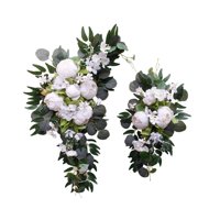 Magideal - Arreglo Floral De Arco De Boda Artificial, Decoraciones, Guirnalda De Flores De Peonía De Seda Para Celebración, Decoración Festiva, Hecho A Mano, Ver Blanco