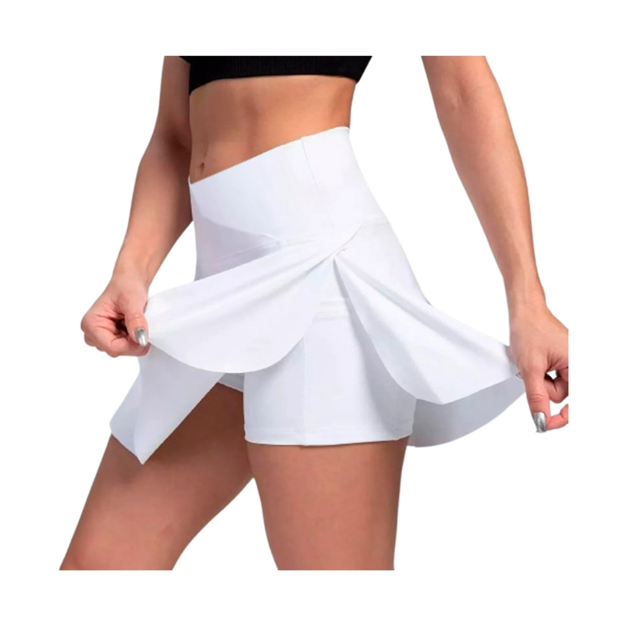 Broskis - Falda Short Deportiva Fitness Padél Mujer Blanco Talla S