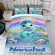 thumbnail image 4 of No Del Todo Narval Conjunto de sábanas temático, trío de piezas, cómodo y amigable con la piel, diseño único, regalo de decoración para el hogar para familiares, amigos y fans,135cm *200cm, 4 of 6