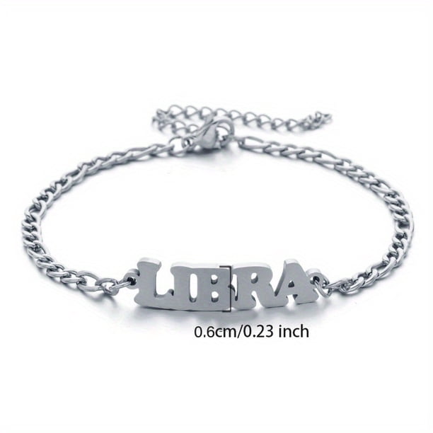 1pc Stainless Steel Fashion New Zodiac Letter Pendant Bracelet Jewelry Gift Birthday Gift