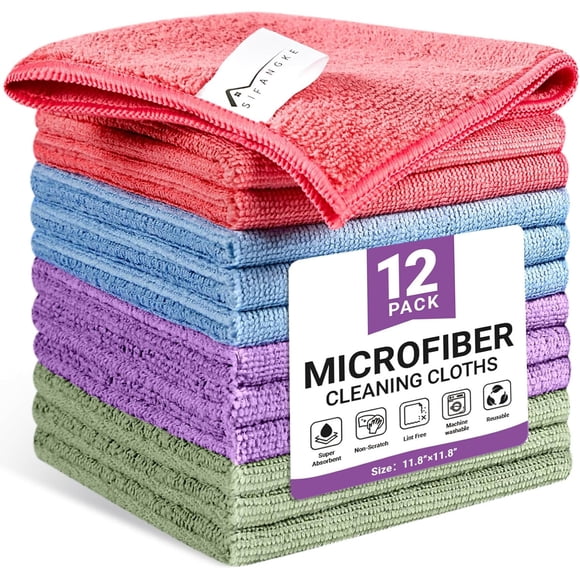 Paño Microfibra SIFANGKE Pack 12 30x30 cm Sin Pelusa