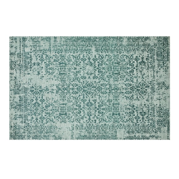 Alfombra Sintetica Deco Jacquard c/Antideslizante Turquesa Diseño Vintage 1,2x1,8 mts
