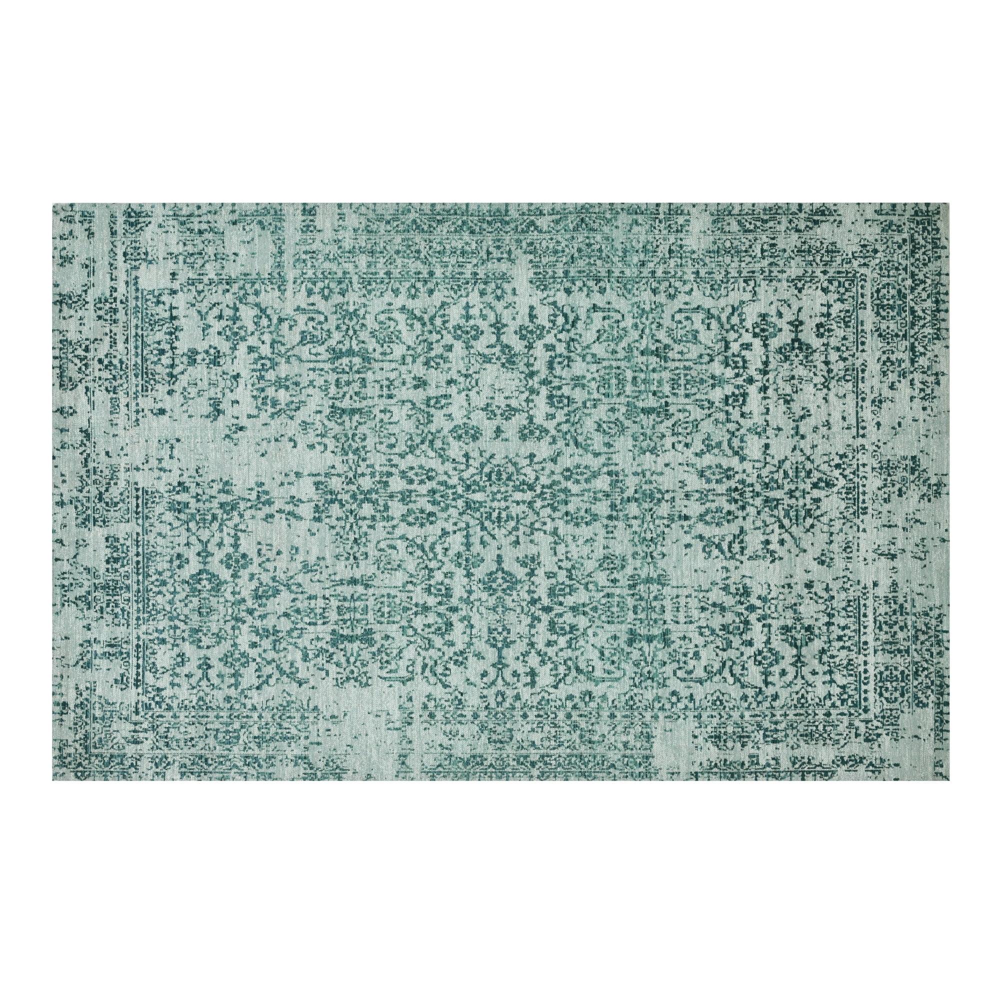 Decoghar - Alfombra Sintetica Deco Jacquard C/antideslizante Turquesa Diseño Vintage 2,7x3,6 Mts