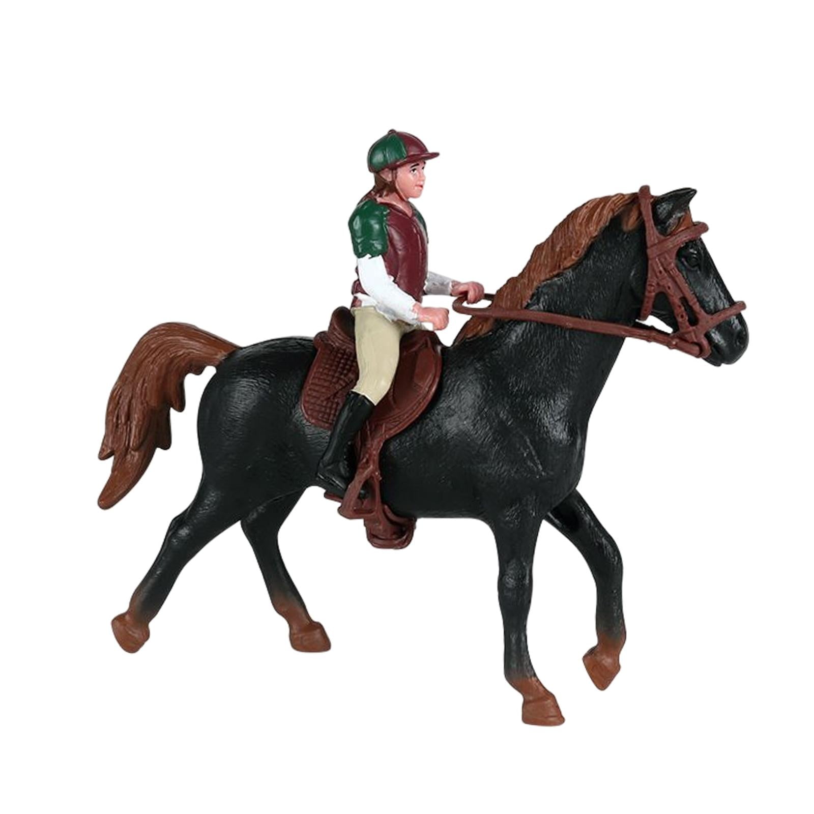 Magideal - Figura De Caballo Realista, Juego De Figuras De Acción, Decoración De Fiesta, Colección De Figuritas De Equitación Para Diorama, Decoración De Diseño Negro