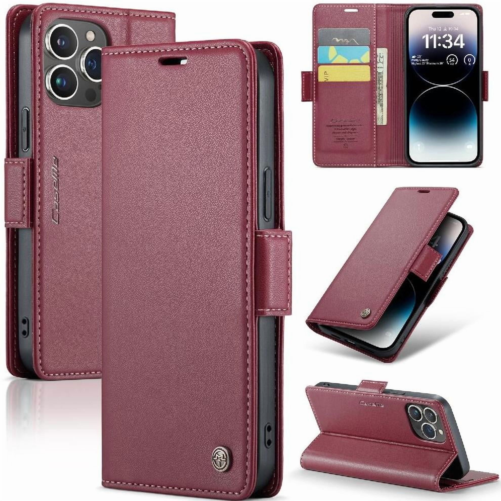 Caseme Tipo Cartera Iphone 14 Pro Con Cierre Magnético, Rfid, Tarjetero, Soporte, Carga Inalámbrica
