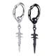 thumbnail image 3 of 2x Pendientes Largos De Acero Inoxidable Pendientes Largos Negros + Plateados, 3 of 5