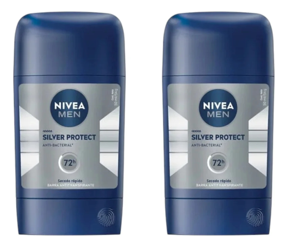 Nivea Men Silver Protec 72H Barra Antitranspirante 50Ml X2