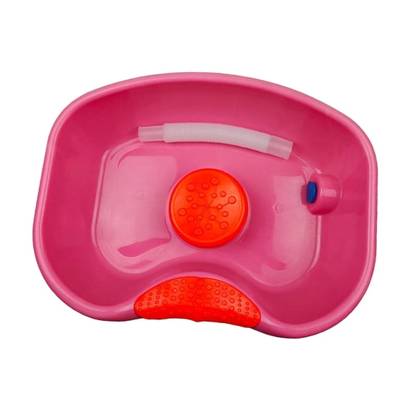 Lavabo de cabecera con manguera portátil con cojín para la cabeza, bañera de lavado a contracorriente para dormitorio, hogar, discapacitados, postrado Rosa