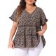 thumbnail image 1 of Agnes Orinda Blusa de Mujer Talla Grande Estilo Boho Floral con Cuello en V, Mangas con Volantes y Diseño de Bebé en Capas 4X Negro Beige, 1 of 8