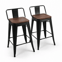 Space Home - Taburetes Cocina Americana Negros 36X98 Cm Set De 2