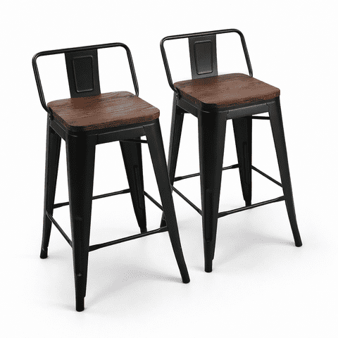 Space Home - Taburetes Cocina Americana Negros 36X98 Cm Set De 2