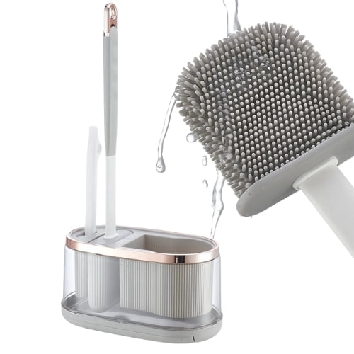 Crusec - Cepillo Escobilla De Baño De Silicona Con Base