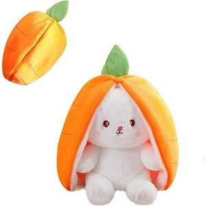Veatool - Almohada De Peluche De Conejo, Reversible, Zanahoria, Fresa, Conejito De Peluche Con Cierre, Bonita Decoración De Conejo Para Niños Y Adultos